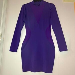 Purple turderneck bodycon dress